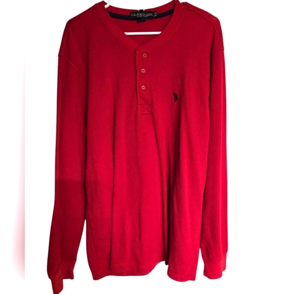 U.S. Polo Assn. Men's Red Henley Shirt 2XL - Picture 1 of 4